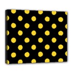 Polka Dots - Banana Yellow on Black Deluxe Canvas 24  x 20  (Stretched)