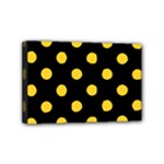 Polka Dots - Banana Yellow on Black Mini Canvas 6  x 4  (Stretched)