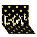 Polka Dots - Banana Yellow on Black BOY 3D Greeting Card (7x5)