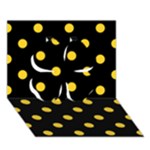 Polka Dots - Banana Yellow on Black Clover 3D Greeting Card (7x5)
