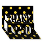 Polka Dots - Banana Yellow on Black THANK YOU 3D Greeting Card (7x5)