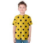 Polka Dots - Black on Deep Lemon Yellow Kid s Cotton Tee