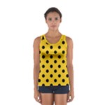 Polka Dots - Black on Deep Lemon Yellow Women s Sport Tank Top