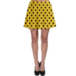 Polka Dots - Black on Deep Lemon Yellow Skater Skirt