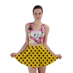 Polka Dots - Black on Deep Lemon Yellow Mini Skirt