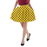 Polka Dots - Black on Deep Lemon Yellow A-Line Pocket Skirt