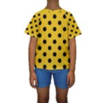 Polka Dots - Black on Deep Lemon Yellow Kid s Short Sleeve Swimwear