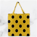 Polka Dots - Black on Deep Lemon Yellow Grocery Tote Bag