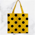 Polka Dots - Black on Deep Lemon Yellow Zipper Grocery Tote Bag