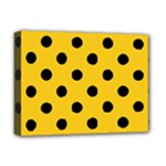 Polka Dots - Black on Deep Lemon Yellow Deluxe Canvas 16  x 12  (Stretched)