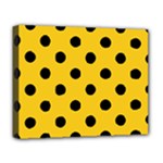 Polka Dots - Black on Deep Lemon Yellow Deluxe Canvas 20  x 16  (Stretched)