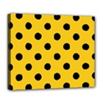 Polka Dots - Black on Deep Lemon Yellow Deluxe Canvas 24  x 20  (Stretched)