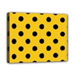 Polka Dots - Black on Deep Lemon Yellow Canvas 10  x 8  (Stretched)