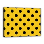 Polka Dots - Black on Deep Lemon Yellow Canvas 16  x 12  (Stretched)
