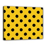 Polka Dots - Black on Deep Lemon Yellow Canvas 20  x 16  (Stretched)