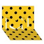 Polka Dots - Black on Deep Lemon Yellow I Love You 3D Greeting Card (7x5)