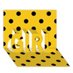 Polka Dots - Black on Deep Lemon Yellow GIRL 3D Greeting Card (7x5)