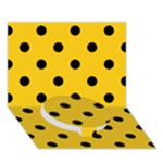 Polka Dots - Black on Deep Lemon Yellow Circle Bottom 3D Greeting Card (7x5)