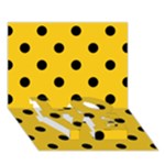 Polka Dots - Black on Deep Lemon Yellow LOVE Bottom 3D Greeting Card (7x5)
