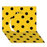 Polka Dots - Black on Deep Lemon Yellow Circle 3D Greeting Card (7x5)
