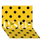 Polka Dots - Black on Deep Lemon Yellow HOPE 3D Greeting Card (7x5)