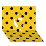 Polka Dots - Black on Deep Lemon Yellow Ribbon 3D Greeting Card (7x5)