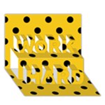 Polka Dots - Black on Deep Lemon Yellow WORK HARD 3D Greeting Card (7x5)
