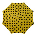 Polka Dots - Black on Deep Lemon Yellow Golf Umbrella