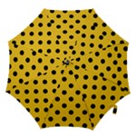 Polka Dots - Black on Deep Lemon Yellow Hook Handle Umbrella (Large)