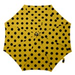 Polka Dots - Black on Deep Lemon Yellow Hook Handle Umbrella (Small)
