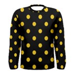 Polka Dots - Deep Lemon Yellow on Black Men s Long Sleeve T-shirt