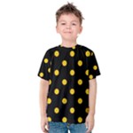 Polka Dots - Deep Lemon Yellow on Black Kid s Cotton Tee