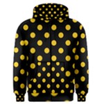 Polka Dots - Deep Lemon Yellow on Black Men s Zipper Hoodie