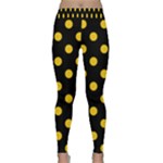 Polka Dots - Deep Lemon Yellow on Black Yoga Leggings