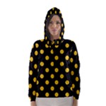Polka Dots - Deep Lemon Yellow on Black Hooded Wind Breaker (Women)