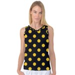 Polka Dots - Deep Lemon Yellow on Black Women s Basketball Tank Top