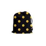 Polka Dots - Deep Lemon Yellow on Black Drawstring Pouch (S)