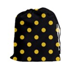 Polka Dots - Deep Lemon Yellow on Black Drawstring Pouch (XXl)