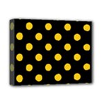 Polka Dots - Deep Lemon Yellow on Black Deluxe Canvas 14  x 11  (Stretched)
