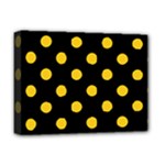 Polka Dots - Deep Lemon Yellow on Black Deluxe Canvas 16  x 12  (Stretched)