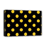 Polka Dots - Deep Lemon Yellow on Black Deluxe Canvas 18  x 12  (Stretched)