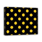 Polka Dots - Deep Lemon Yellow on Black Canvas 10  x 8  (Stretched)