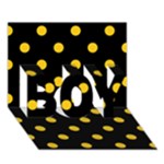 Polka Dots - Deep Lemon Yellow on Black BOY 3D Greeting Card (7x5)