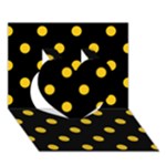 Polka Dots - Deep Lemon Yellow on Black Heart 3D Greeting Card (7x5)
