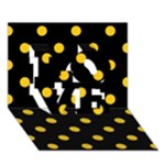 Polka Dots - Deep Lemon Yellow on Black LOVE 3D Greeting Card (7x5)