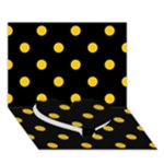 Polka Dots - Deep Lemon Yellow on Black Heart Bottom 3D Greeting Card (7x5)