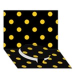 Polka Dots - Deep Lemon Yellow on Black Circle Bottom 3D Greeting Card (7x5)