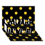 Polka Dots - Deep Lemon Yellow on Black YOU ARE INVITED 3D Greeting Card (7x5)