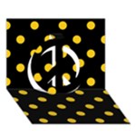 Polka Dots - Deep Lemon Yellow on Black Peace Sign 3D Greeting Card (7x5)