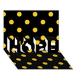 Polka Dots - Deep Lemon Yellow on Black HOPE 3D Greeting Card (7x5)
